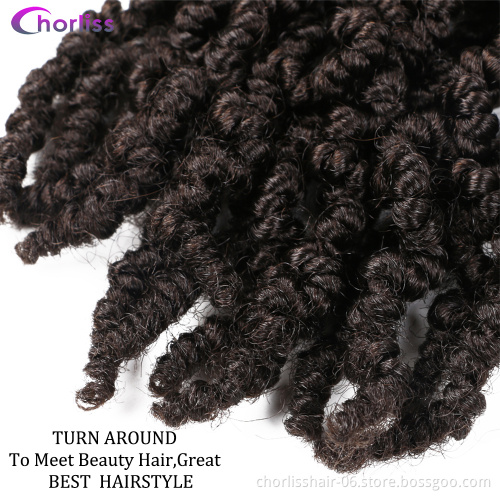 Wholesale Ombre 10inch Pre-twisted Spring Twist Hair Short Curly Bomb Passion Twist Crochet Braiding Synthetic Hair